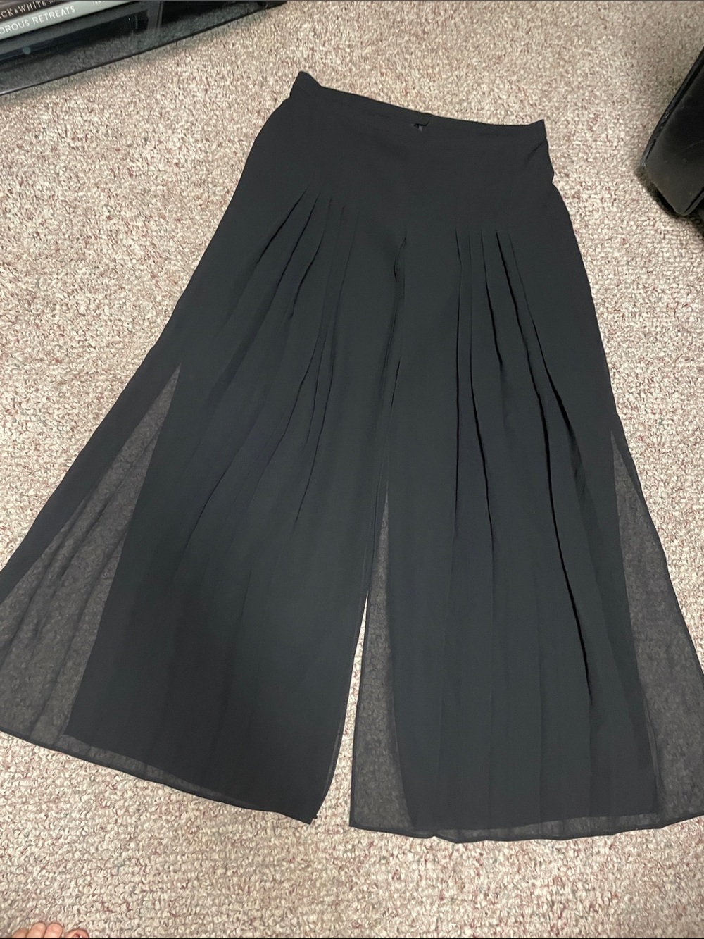 Cartise Black ultra high wide leg Pleated multi sheer layer Pants